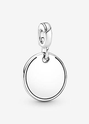 Серебряная бусина pandora ми медальон под гравировку