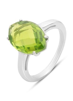 Серебряное кольцо komilfo с хризолітом 6.025ct, вес изделия 3,73 гр (2150343) 18.5 размер
