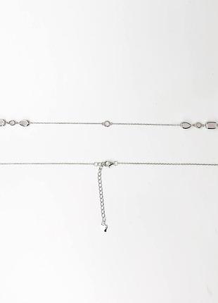 Серебряное колье с розовыми матовыми фианитами, размер 90 см x 0,1 см, вес: 8.2 г