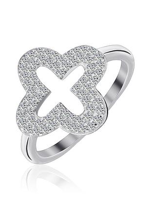 Серебряное кольцо с фианитами, размер 16,0, вес: 2.8 г