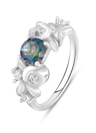 Серебряное кольцо komilfo с мистик топазом 1.05ct, вес изделия 3,58 гр (2110651) 18 размер