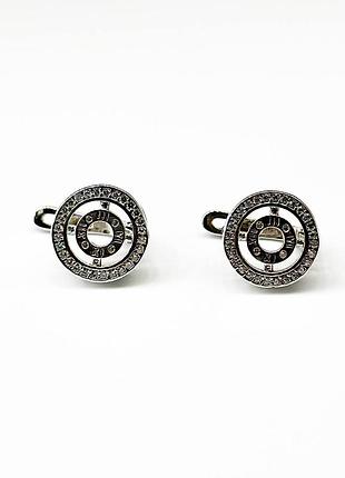 Серебряные серьги в стиле "bvlgari" с фианитами