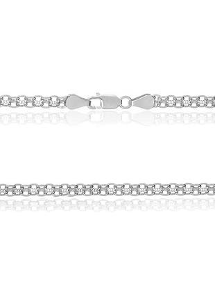 Серебряная цепочка, бисмарк (двойной якорь) (067р), размер 45 см x 0,4 см, вес: 11.0 г