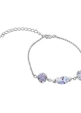 Серебряный браслет с фианитами, размер 16 см x 5 см, вес: 4.3 г