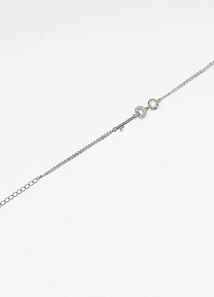 Серебряный браслет со вставкой фианит, размер 16 см x 0,1 см, вес: 3.4 г