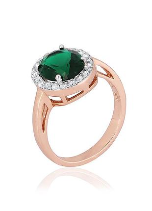 Серебряное кольцо с зеленым фианитом, размер 16,0, вес: 3.3 г