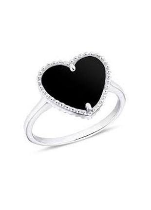 Серебряное кольцо в стиле "van cleef и arpels" с ониксом, размер 17,0, вес: 3.2 г