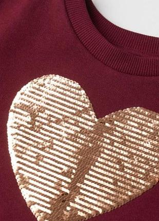 Cвитшот кофта свитер внутри флис для девочки h&m украшен паетками 2