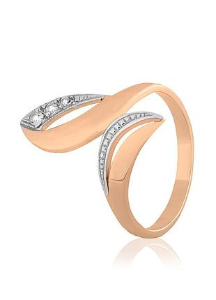 Серебряное кольцо в позолоте с фианитами, размер 18,0, вес: 3.0 г