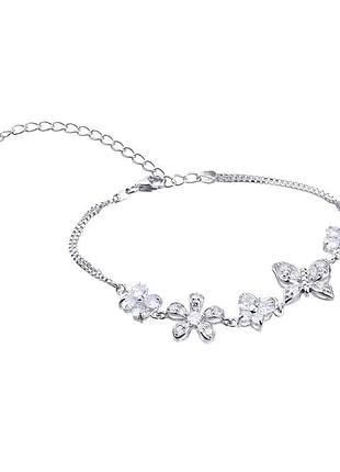 Серебряный браслет со вставкой фианит, размер 16 см x 1,7 см, вес: 6.9 г
