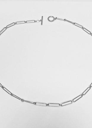 Серебряное колье родированное, размер 48 см x 0,12 см, вес: 10.6 г