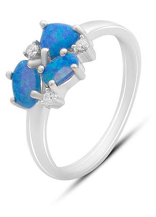 Серебряное кольцо komilfo с опалом 0.615ct, фианитами, вес изделия 2,27 гр (2170525) 17 размер