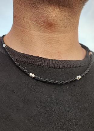 Шнурок с серебряными окончаниями и вставками meridian 925 пробы 866/4тр 55