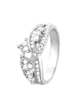 Серебряное кольцо с фианитами, размер 16,5, вес: 3.8 г