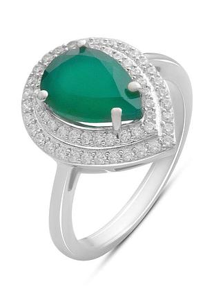Срібне кільце komilfo з натуральним агатом 2.501ct, вага виробу 3,39 г (2196266) 17 розмір
