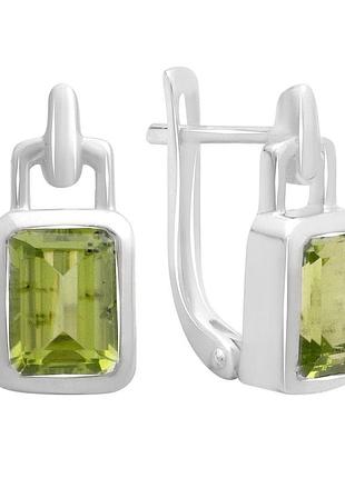 Срібні сережки komilfo з хризолітом 3.267ct (2174431)