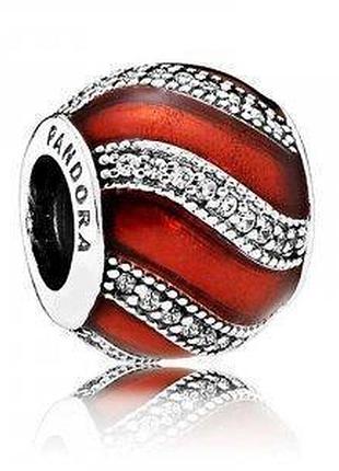 Срібна намистина pandora "червона стрічка"