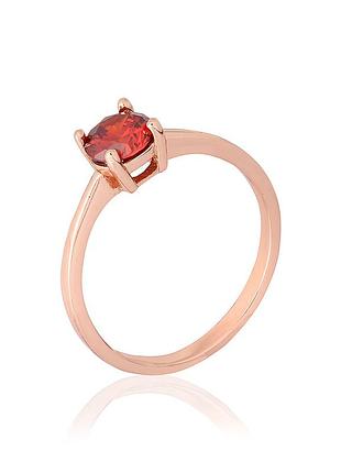 Серебряное кольцо в позолоте с красными фианитами