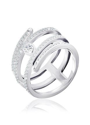 Серебряное кольцо с фианитами, размер 16,0, вес: 4.0 г