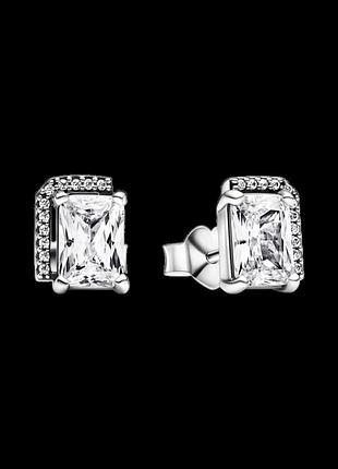 Серебряные серьги с бриллиантом.