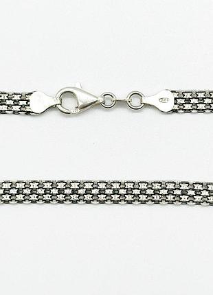 Серебряная цепочка, плетение бисмарк (двойной якорь), размер 45 см x 0,6 см, вес: 14.0 г