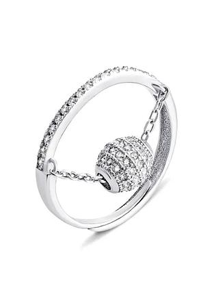 Серебряное кольцо с фианитами, размер 16,0, вес: 1.9 г