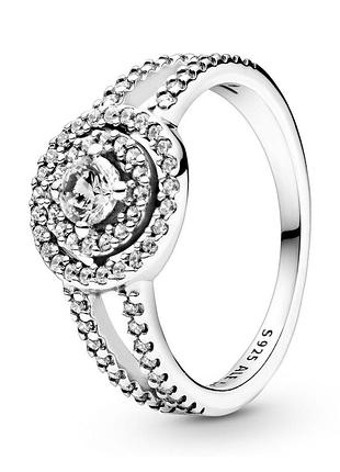 Серебряное кольцо pandora "блестящий двойной ореол"