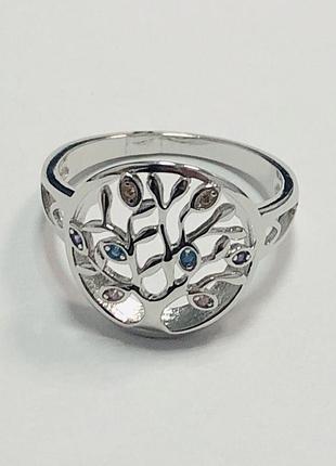Серебряное кольцо со вставкой фианит, размер 17,5, вес: 2.5 г
