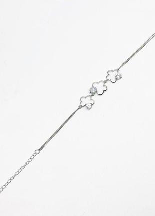 Серебряный браслет со вставкой фианит, размер 16 см x 0,1 см, вес: 4.2 г