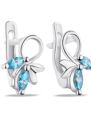 Серебряные серьги с фианитами