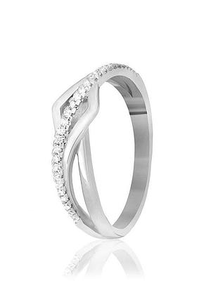 Серебряное кольцо с фианитами, размер 17,0, вес: 2.5 г