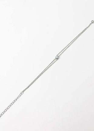 Серебряный браслет со вставкой swarovski zirconia, размер 16 см x 0,5 см, вес: 2.4 г