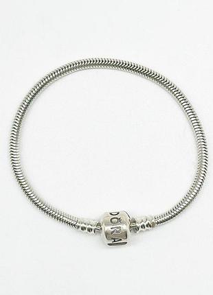 Серебряный браслет в стиле "pandora", размер 17,5 см x 0,3 см, вес: 8.5 г