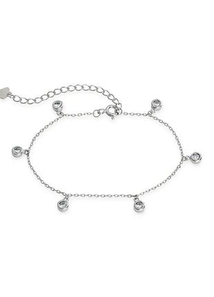 Серебряный браслет с фианитами, размер 16,5 см x 0,1 см, вес: 2.4 г