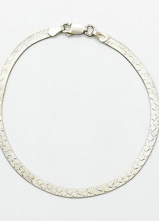 Серебряный браслет, плетение плоская лента, размер 19 см x 0,3 см, вес: 2.8 г