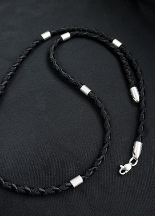 Шнурок с серебряными окончаниями и вставками meridian 925 пробы 866/4гл 55