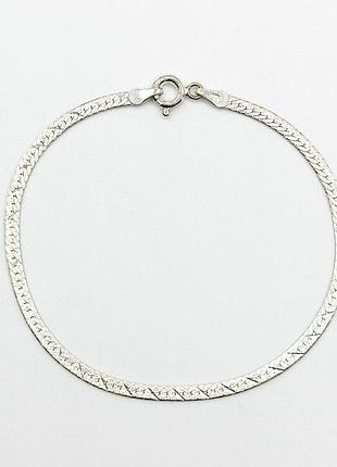 Серебряный браслет, плетение плоская лента, размер 18 см x 0,25 см, вес: 2.3 г