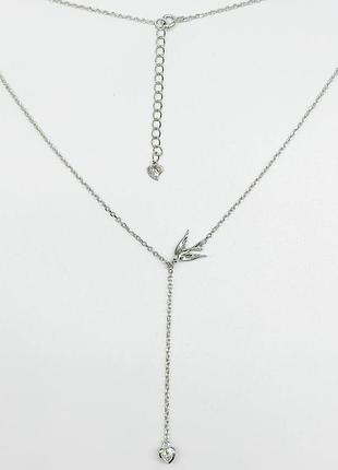 Серебряное колье со вставкой swarovski zirconia, размер 40 см x 0,15 см, вес: 3.5 г
