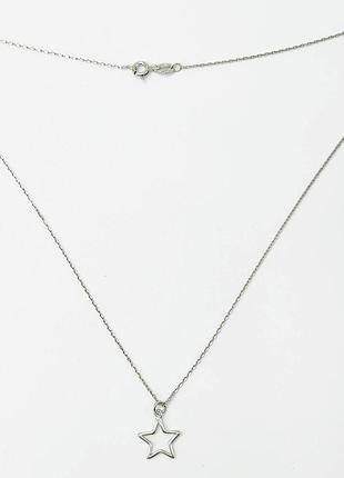 Серебряное колье родированное, размер 45 см x 0,1 см, вес: 1.7 г