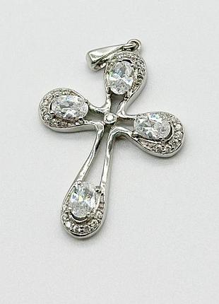 Серебряная подвеска "крестик" со вставкой фианит