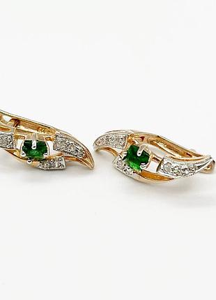 Серебряные серьги позолоченные с английской застежкой со вставкой фианит