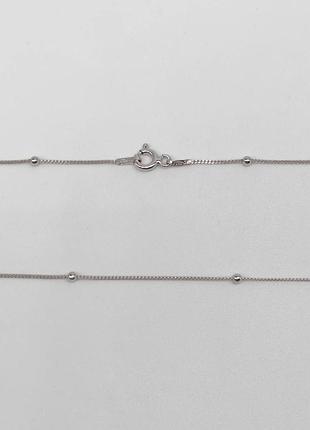 Серебряная цепочка, плетение гурмет с бусинами, размер 40 см x 0,05 см, вес: 1.1 г