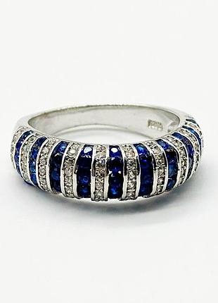 Серебряное кольцо с фианитами, размер 17,5, вес: 4.7 г