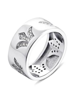 Серебряное кольцо с фианитами, размер 15,5, вес: 5.1 г