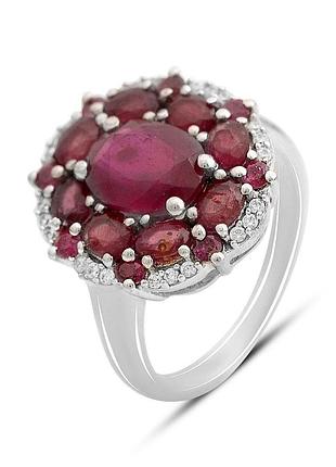 Серебряное кольцо komilfo с натуральным рубином 4.895ct, фианитами, вес изделия 5,86 гр (2165637) 18 размер