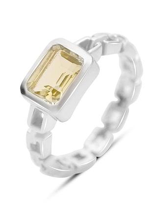 Срібне кільце komilfo з натуральним зеленим кварцом 1.333ct, вага виробу 3,72 г (2162131) 18 розмір