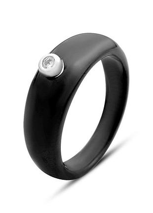 Серебряное кольцо komilfo с керамикой, фианитами, вес изделия 3,96 гр (2162810) 17.5 размер