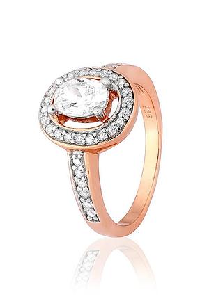 Серебряное кольцо в позолоте с фианитами, размер 17,0, вес: 3.3 г