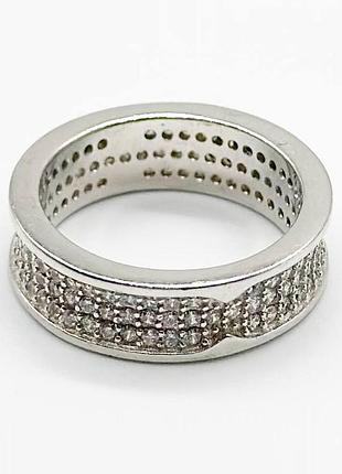 Серебряное кольцо в стиле "bvlgari" с фианитами, размер 15,0, вес: 5.0 г