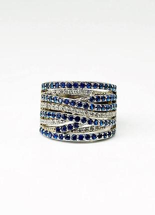 Серебряное кольцо с фианитами, размер 17,0, вес: 7.7 г